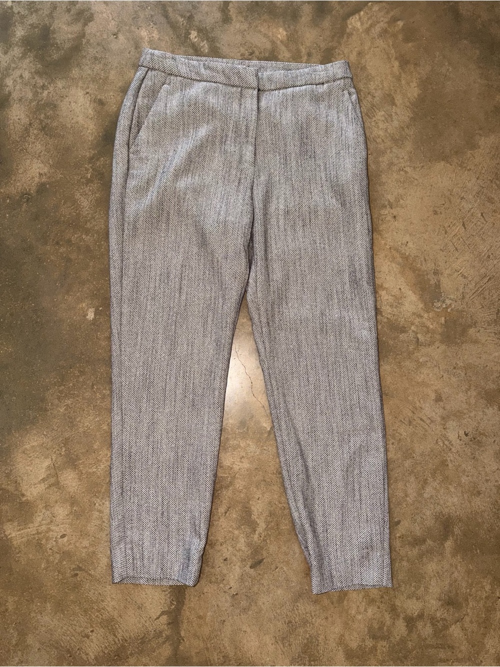 H&M Ankle Dress Pants 6 Gray Black Tweed Tapered Career Trousers Office Teacher